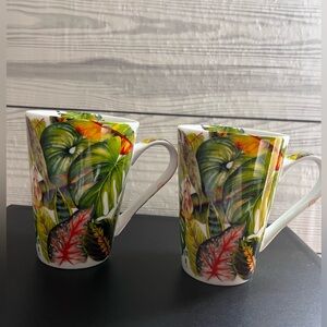 Konitz Germany Urban Jungle Tropical  Mug Set of 2 Tropical Leaf Design Mugs